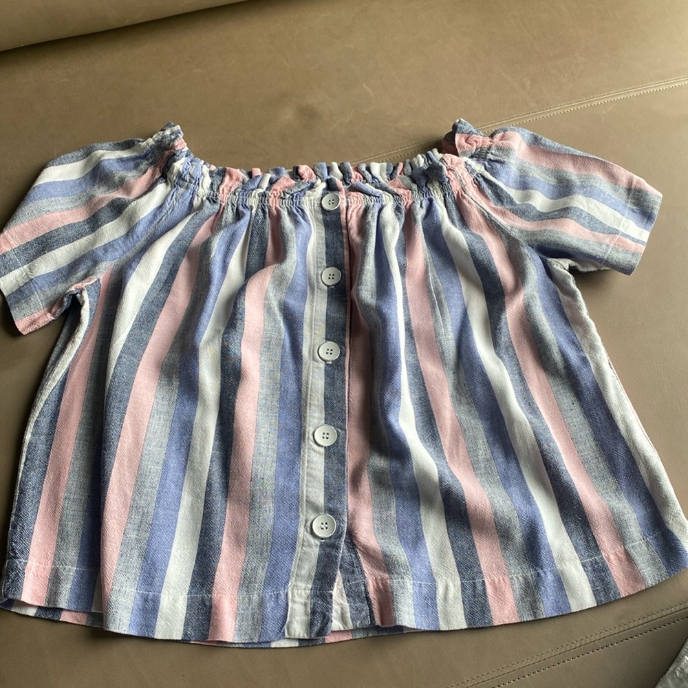 Bella Dahl size S cropped off shoulder striped top